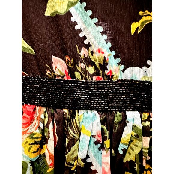 Mac Duggal Dress Multicolor Floral Illusion Cap Sleeve Midi Dress 6 - NWT - Picture 6 of 6